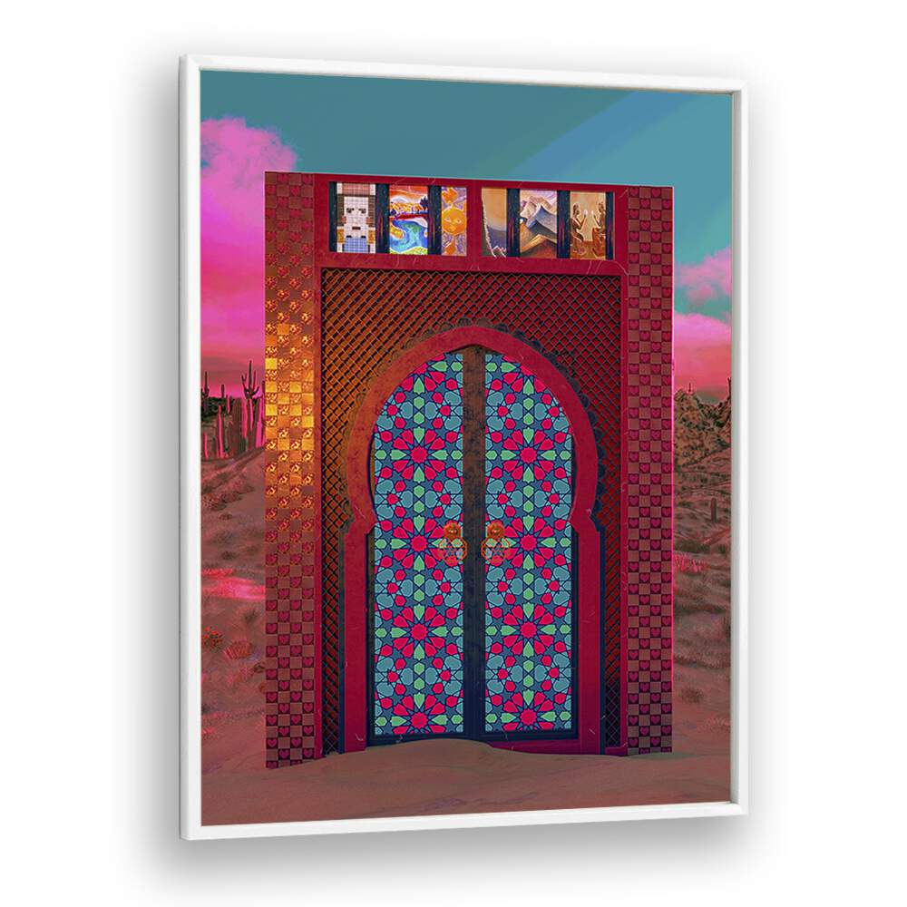 Khalids Door By Cosmo Zach Surreal Art Prints Surrealism in White Plain Frame