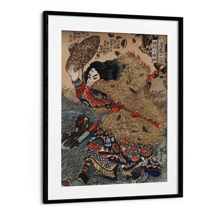 Kinhyoshi Yorin Hero Of The Suikoden 1753-1806 By Utagawa Kuniyoshi Japanese Paintings in Black Frame With Mount