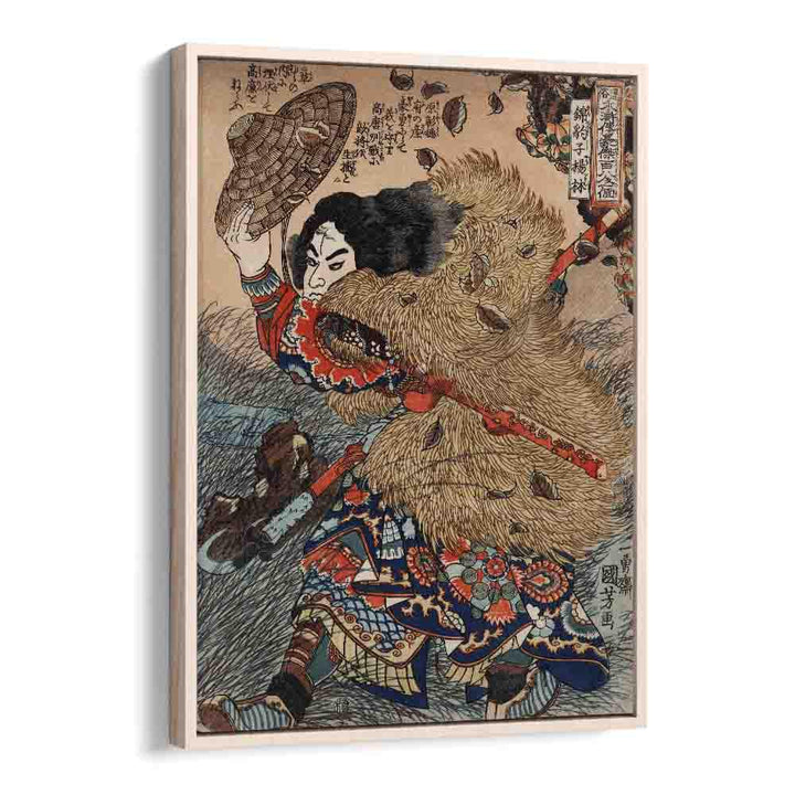 Kinhyoshi Yorin Hero Of The Suikoden 1753-1806 By Utagawa Kuniyoshi Japanese Paintings in Oak Wood Floater Frame