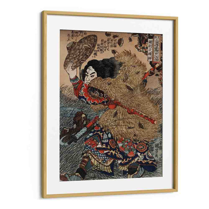 Kinhyoshi Yorin Hero Of The Suikoden 1753-1806 By Utagawa Kuniyoshi Japanese Paintings in Oak Wood Frame With Mount