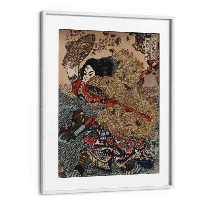 Kinhyoshi Yorin Hero Of The Suikoden 1753-1806 By Utagawa Kuniyoshi Japanese Paintings in White Frame With Mount
