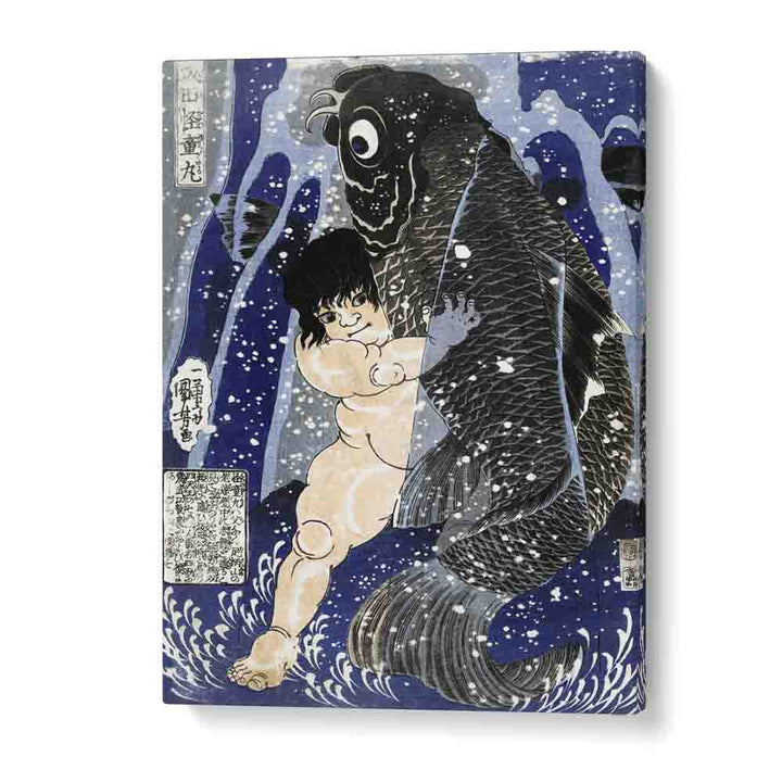 Kintaro Worstelend Met Karper 1834-1838 By Utagawa Kuniyoshi Japanese Paintings in Gallery Wrap