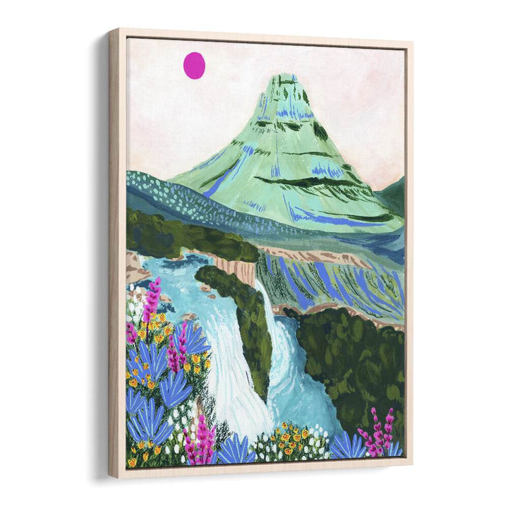 Kirkjufell By Sarah Gesek Landscape Art Prints in Oak Wood Floater Frame