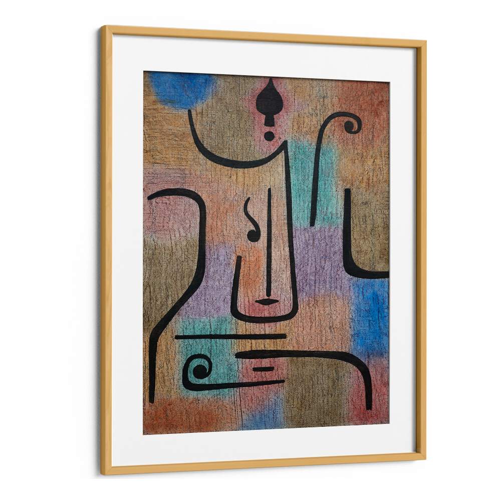 Klee Erzengel Vintage Paintings in Oak Wood Frame With Mount