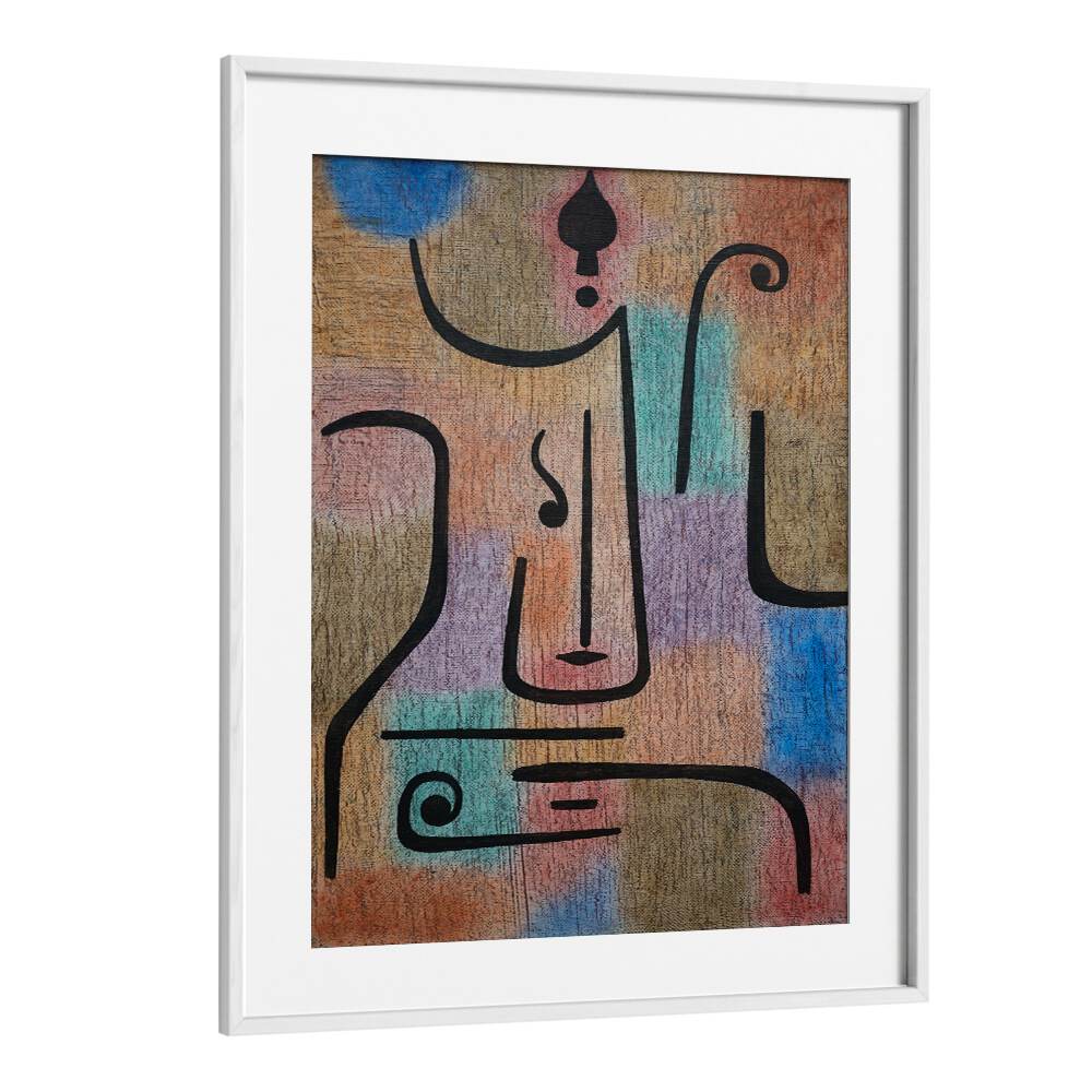 Klee Erzengel Vintage Paintings in White Frame With Mount