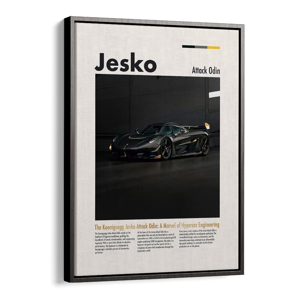 Koenigsegg Jesko Attack Odin Car Posters Automotive Wall Art Prints in Black Floater Frame