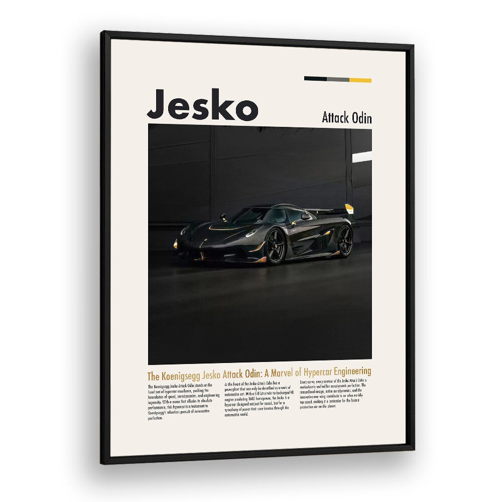 Koenigsegg Jesko Attack Odin Car Posters Automotive Wall Art Prints in Black Plain Frame