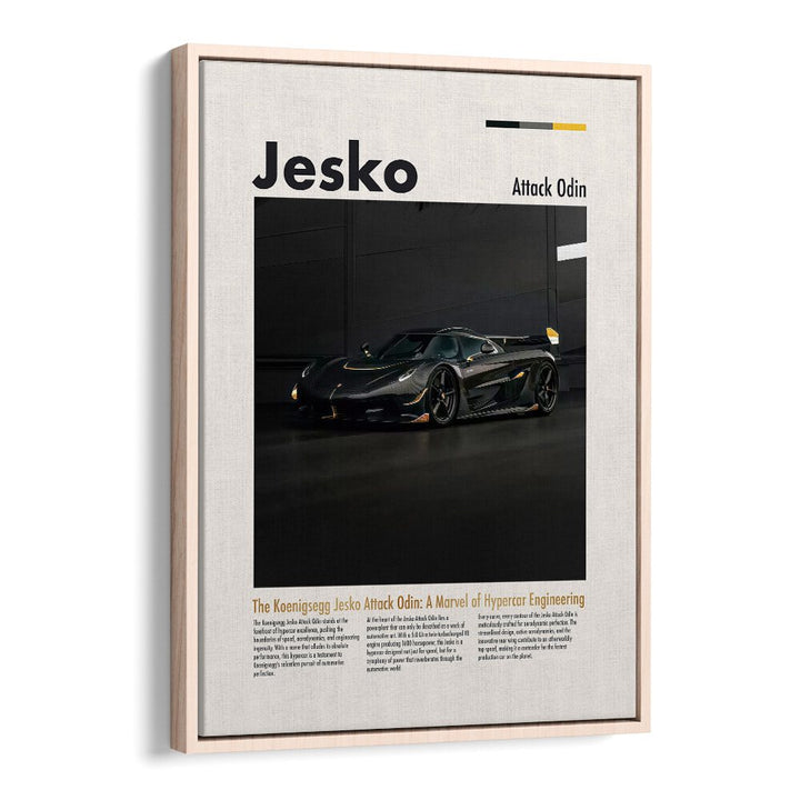 Koenigsegg Jesko Attack Odin Car Posters Automotive Wall Art Prints in Oak Wood Floater Frame