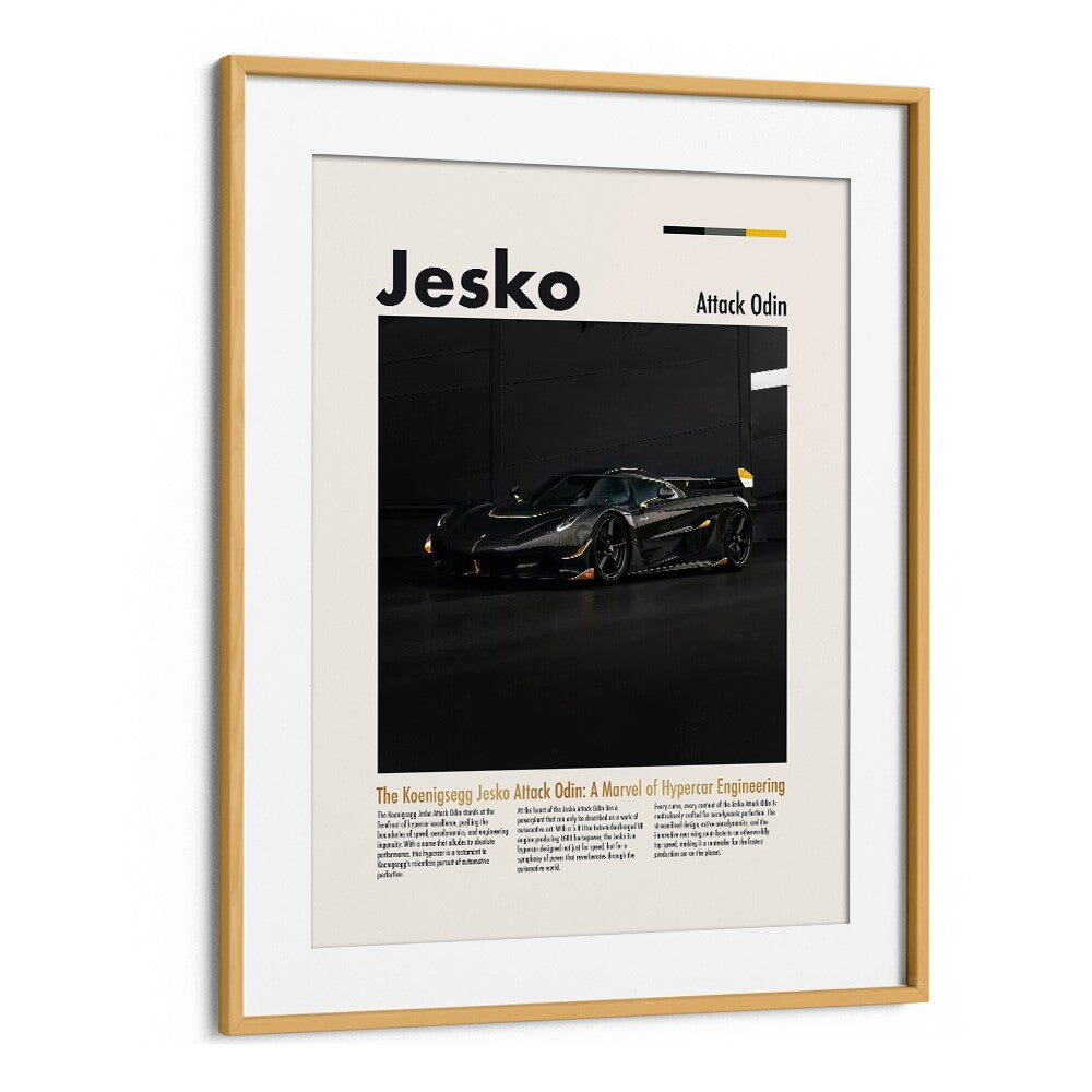 Koenigsegg Jesko Attack Odin Car Posters Automotive Wall Art Prints in Oak Wood Frame With Mount