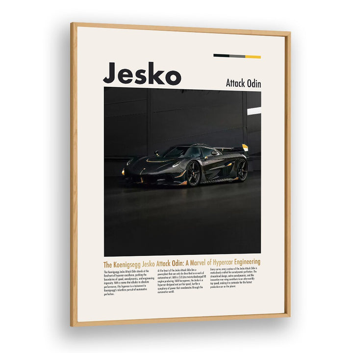 Koenigsegg Jesko Attack Odin Car Posters Automotive Wall Art Prints in Oak Wood Plain Frame