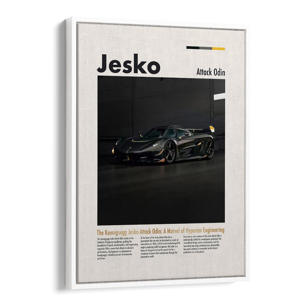 Koenigsegg Jesko Attack Odin Car Posters Automotive Wall Art Prints in White Floater Frame