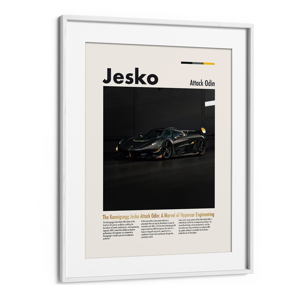 Koenigsegg Jesko Attack Odin Car Posters Automotive Wall Art Prints in White Frame With Mount