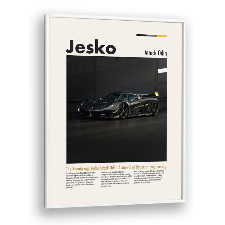 Koenigsegg Jesko Attack Odin Car Posters Automotive Wall Art Prints in White Plain Frame