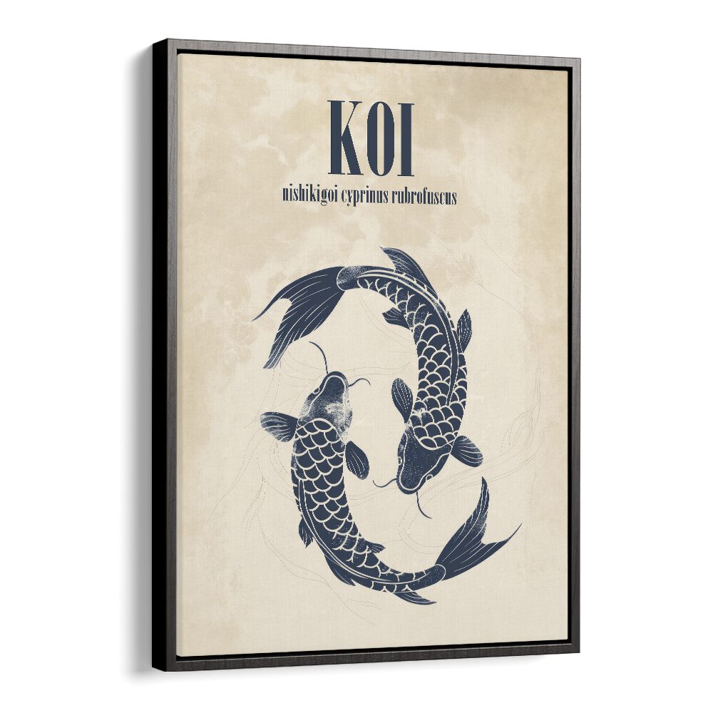 Koi Beach Prints Coastal Wall Art in Black Floater Frame