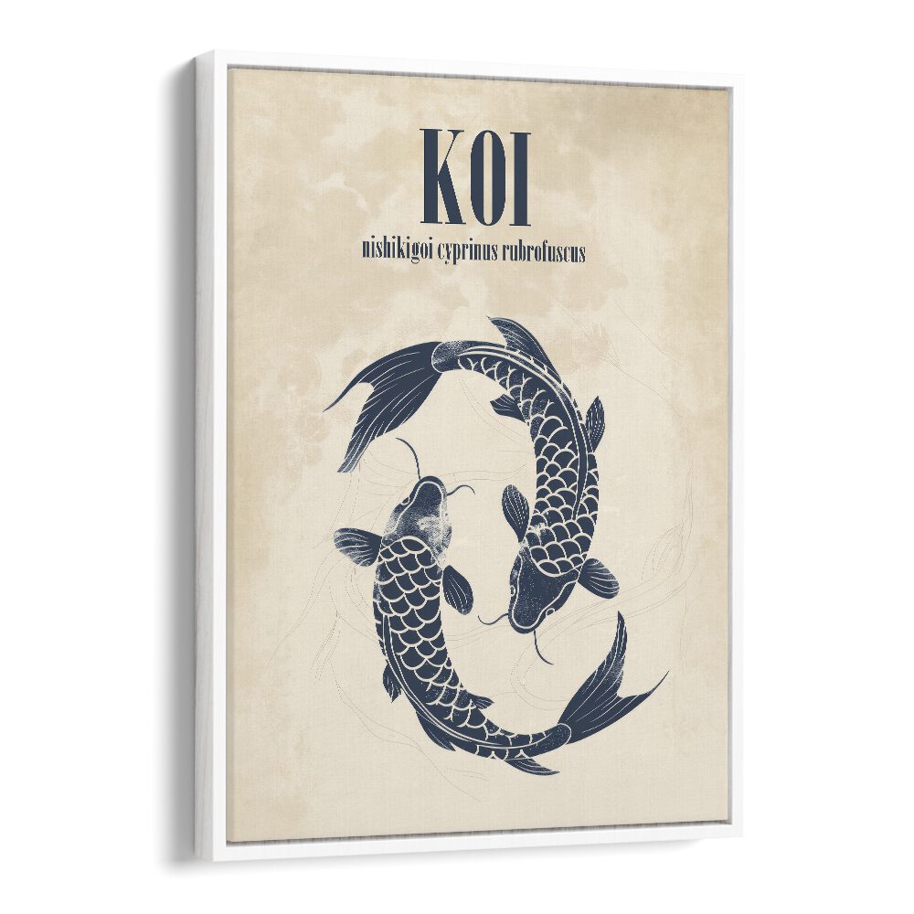 Koi Beach Prints Coastal Wall Art in White Floater Frame