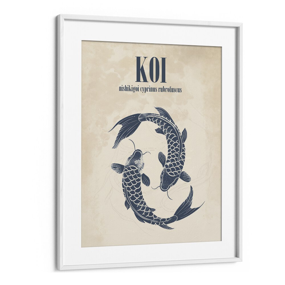 Koi Beach Prints Coastal Wall Art in White Frame With Mount