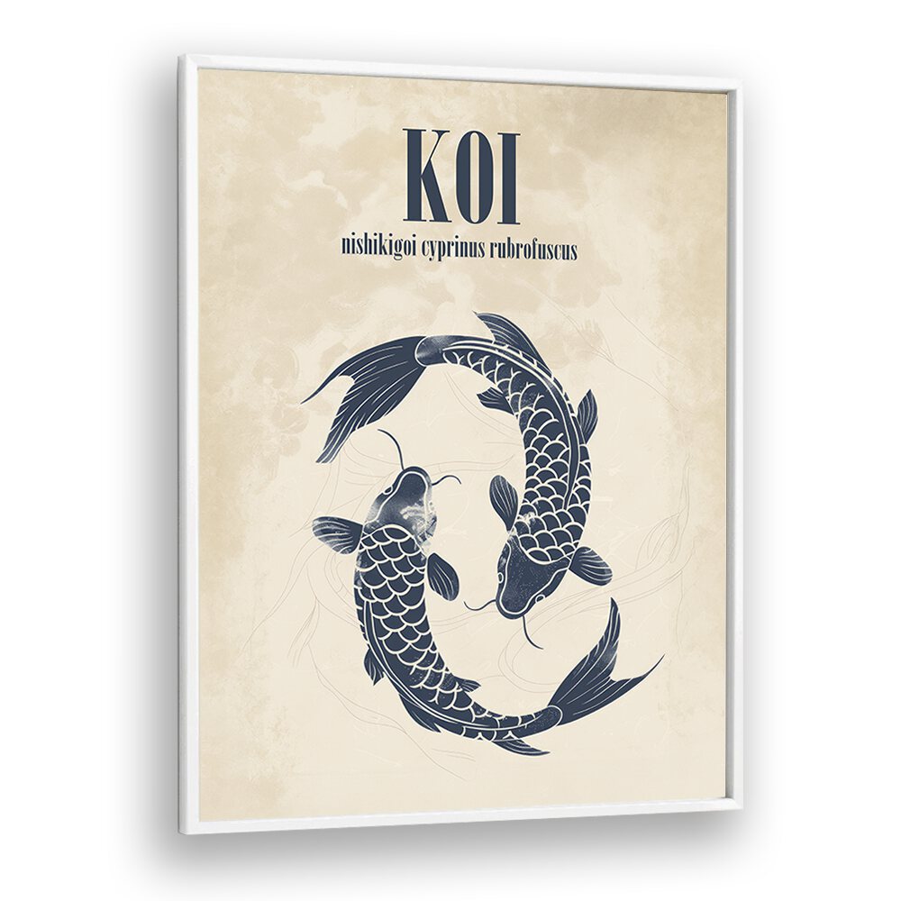 Koi Beach Prints Coastal Wall Art in White Plain Frame