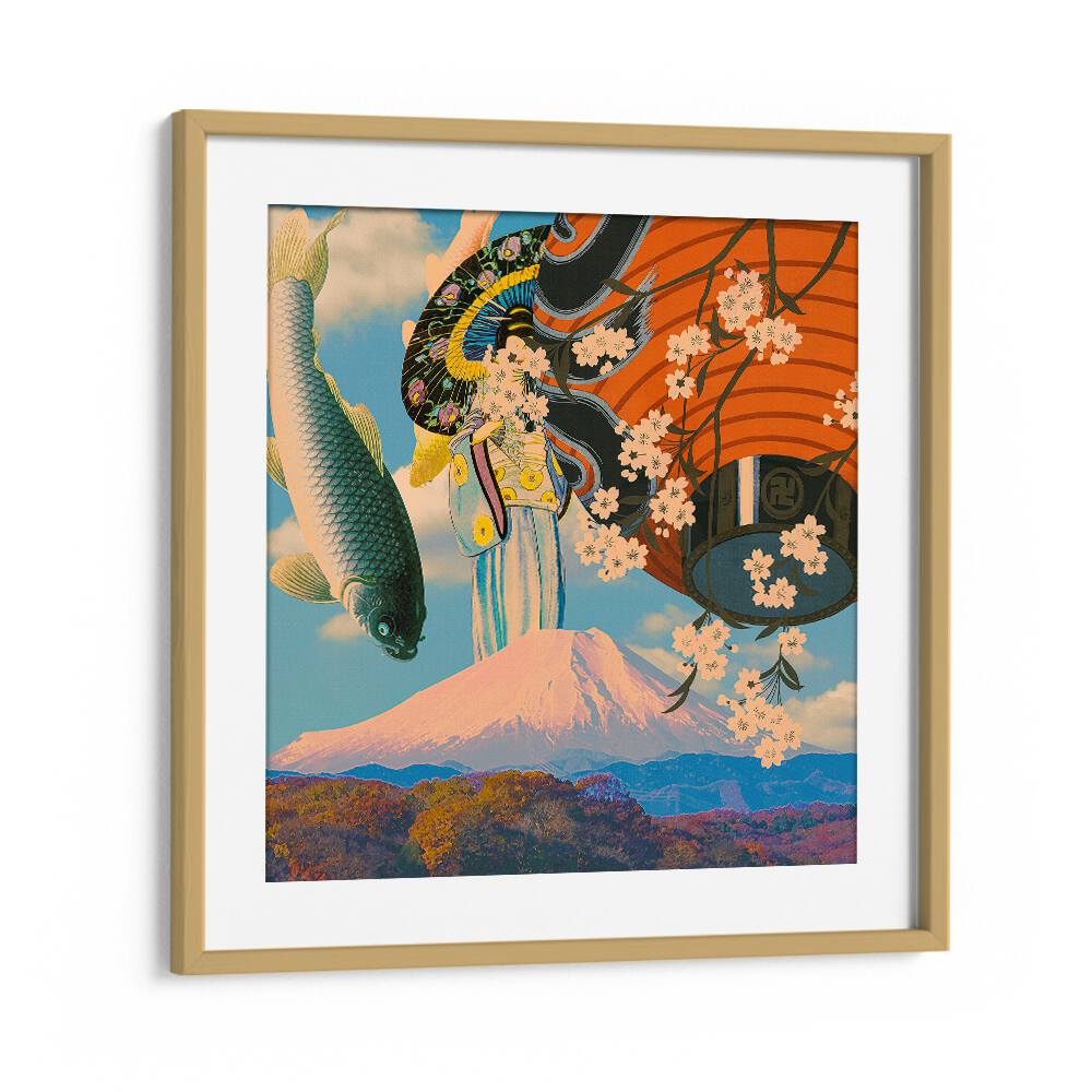 Koi By Cosmo Zach Surreal Art Prints Surrealism in Oak Wood Frame With Mount