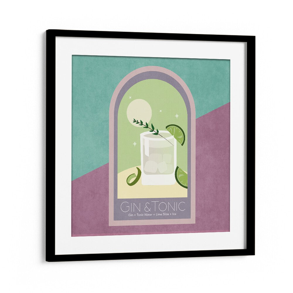 Kokteyl Gin Tonic By Emel Tunaboylu Bar Posters Bar Art Prints in Black Frame With Mount