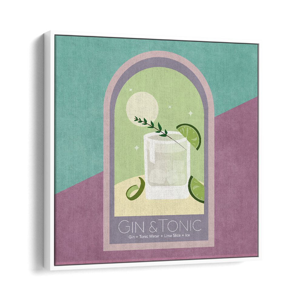 Kokteyl Gin Tonic By Emel Tunaboylu Bar Posters Bar Art Prints in White Floater Frame