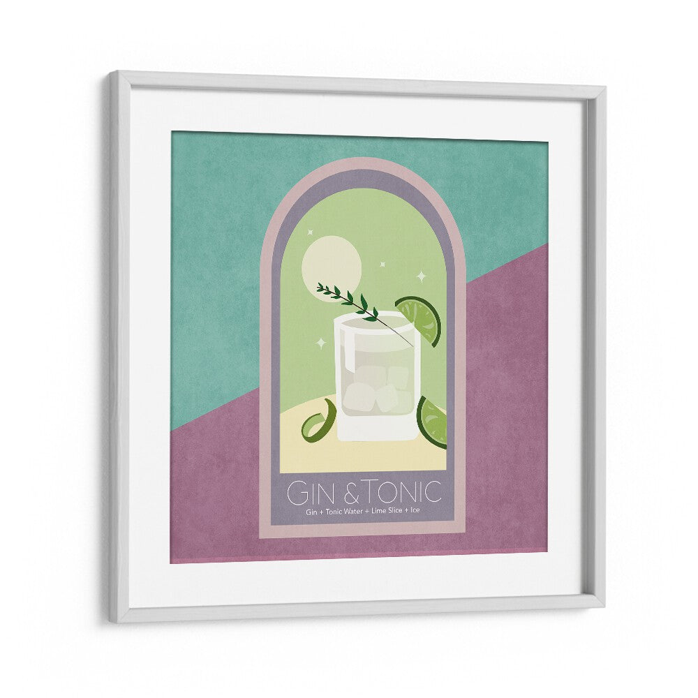 Kokteyl Gin Tonic By Emel Tunaboylu Bar Posters Bar Art Prints in White Frame With Mount