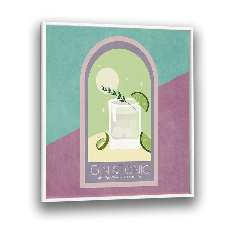 Kokteyl Gin Tonic By Emel Tunaboylu Bar Posters Bar Art Prints in White Plain Frame