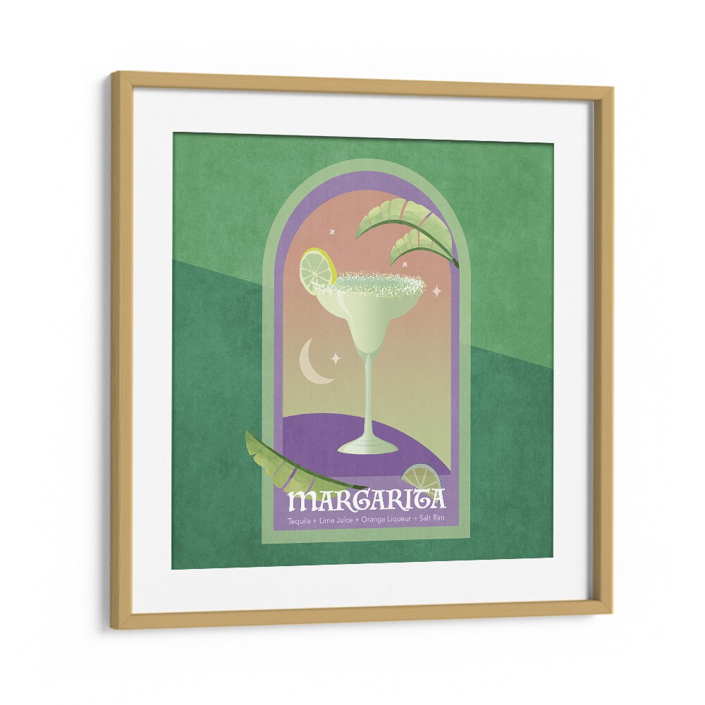 Kokteyl Margarita By Emel Tunaboylu Bar Posters Bar Art Prints in Oak Wood Frame With Mount