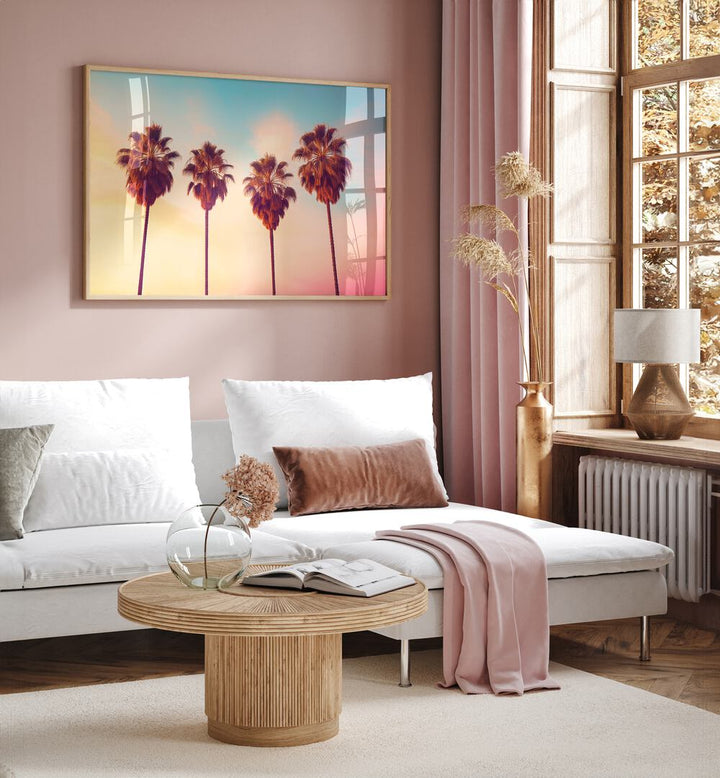 Vibrant L.A Sunset Palms, Beach Paintings bring warmth and color to your space, capturing California's beauty.