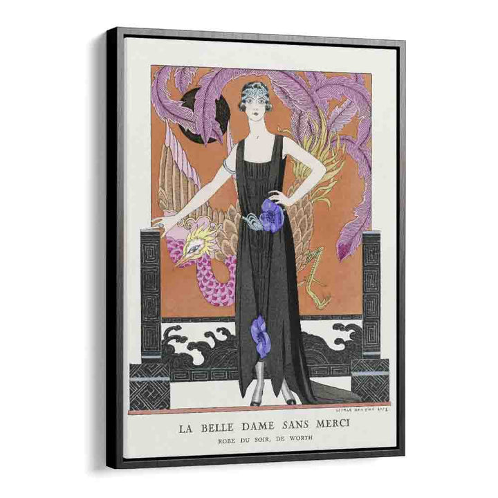 La Belle Dame Sans Merci Robe Du Soir, De Worth (1921) George Barbier art painting Artwork in Black Floater Frame