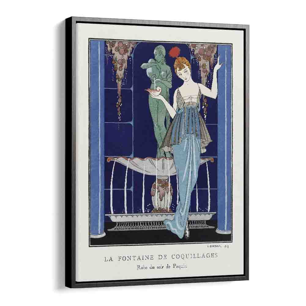 La Fontaine De Coquillages Robe Du Soir De Paquin (1914) George Barbier art painting Artwork in Black Floater Frame