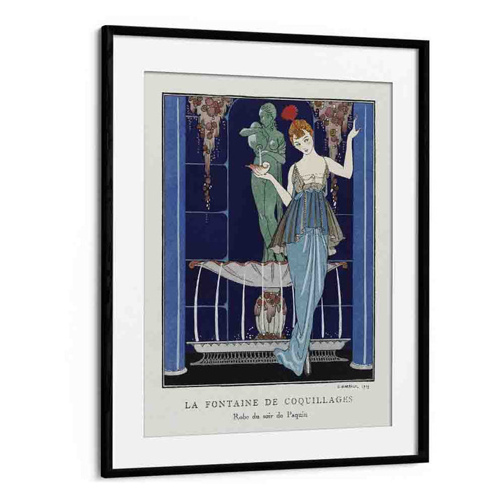 La Fontaine De Coquillages Robe Du Soir De Paquin (1914) George Barbier art painting Artwork in Black Frame With Mount