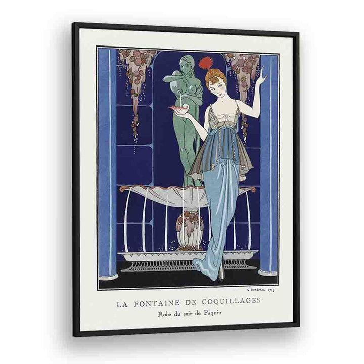 La Fontaine De Coquillages Robe Du Soir De Paquin (1914) George Barbier art painting Artwork in Black Plain Frame