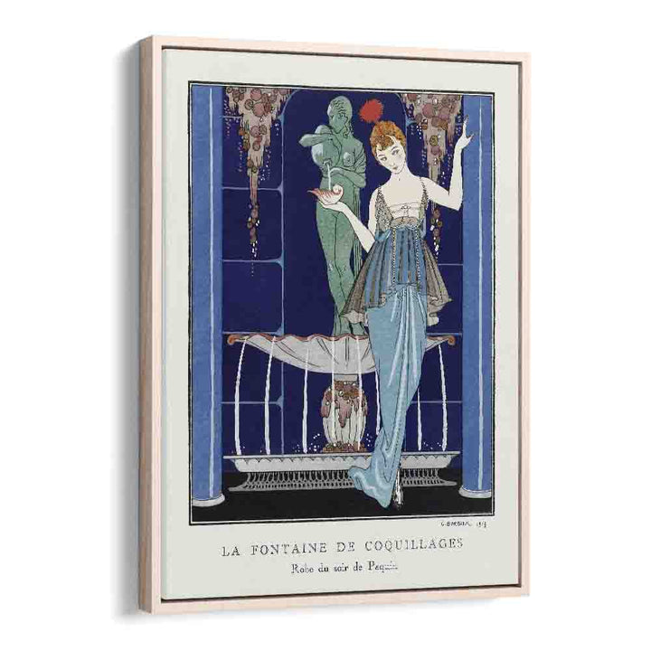 La Fontaine De Coquillages Robe Du Soir De Paquin (1914) George Barbier art painting Artwork in Oak Wood Floater Frame