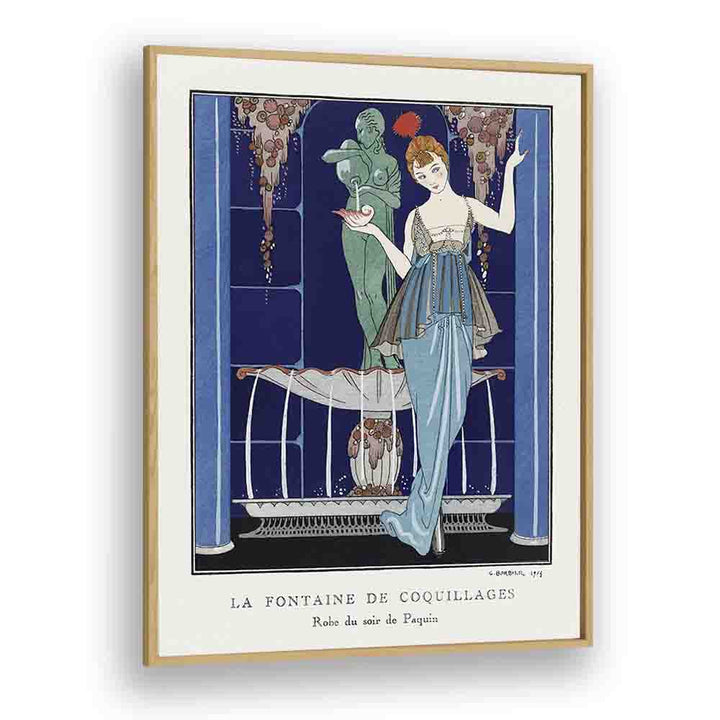 La Fontaine De Coquillages Robe Du Soir De Paquin (1914) George Barbier art painting Artwork in Oak Wood Plain Frame