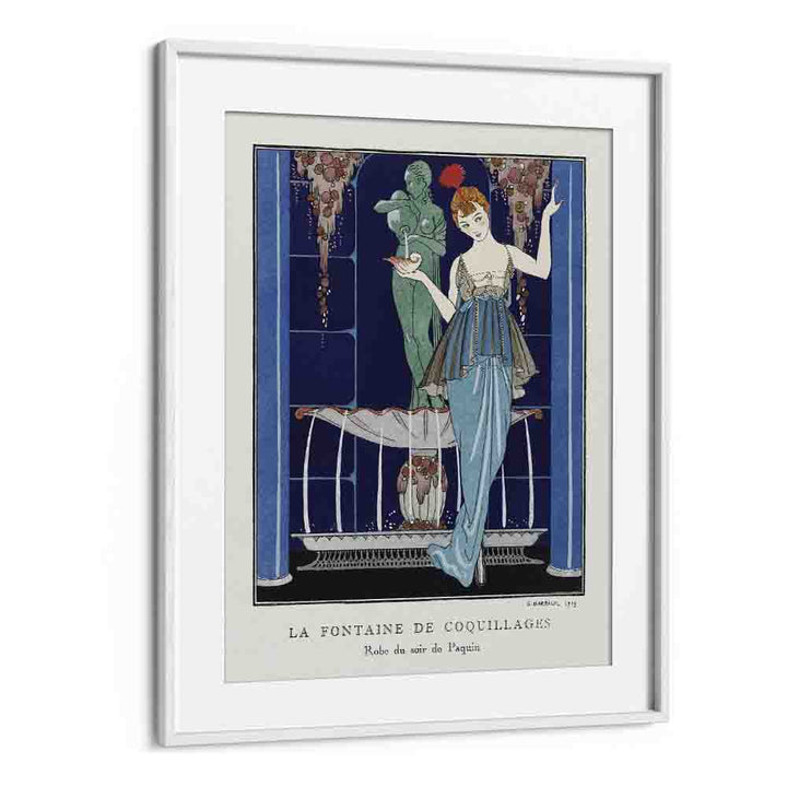 La Fontaine De Coquillages Robe Du Soir De Paquin (1914) George Barbier art painting Artwork in White frame With Mount