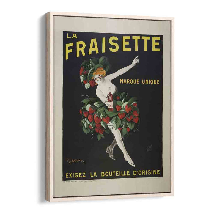 La Fraisette Bar & Cafe Artwork in Oak Wood Floater Frame