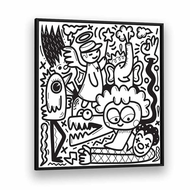 La La Land Doodle Art B&w Doodle Art Artwork in Black Plain Frame