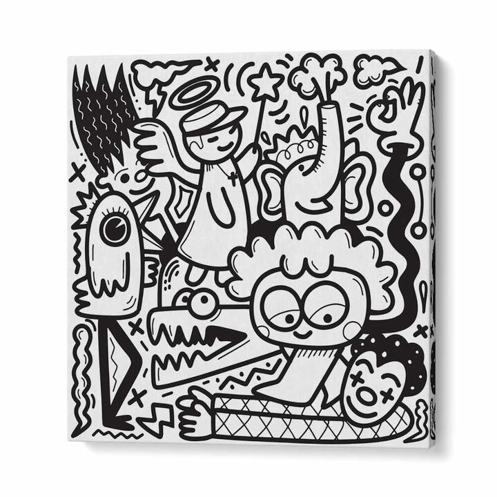 La La Land Doodle Art B&w Doodle Art Artwork in Gallery Wrap