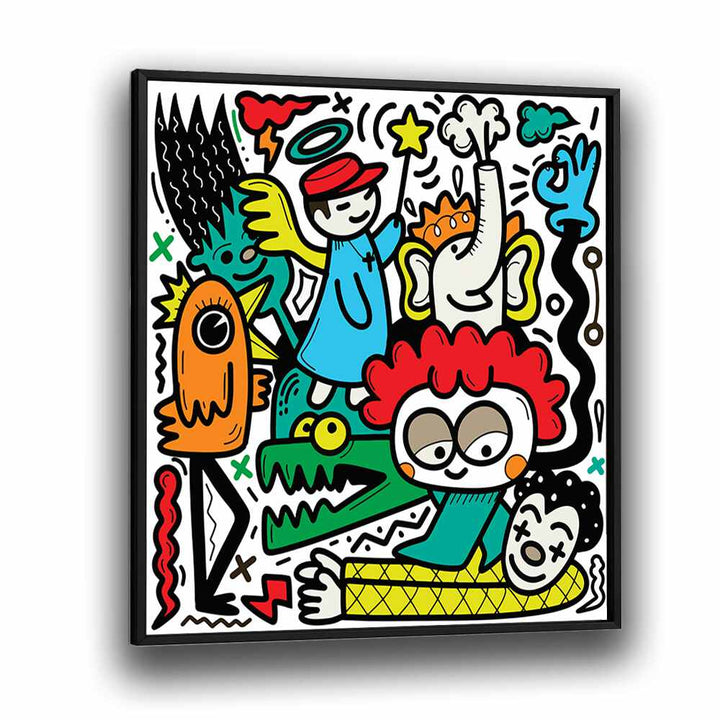 La La Land Doodle Art Comic Art Artwork in Black Plain Frame