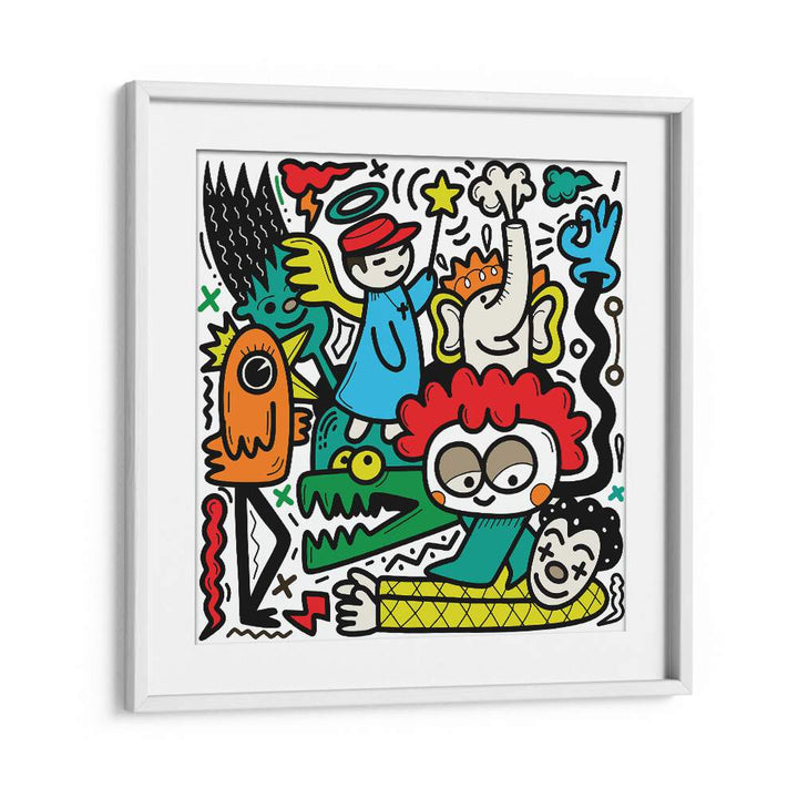 La La Land Doodle Art Comic Art Artwork in White Frame With Mount