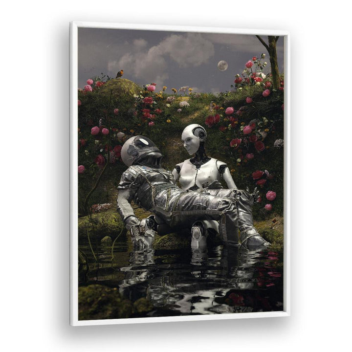 La Pieta By Francis Minoza Astronaut & Nasa Paintings, Space Art Prints Artwork in White Plain Frame
