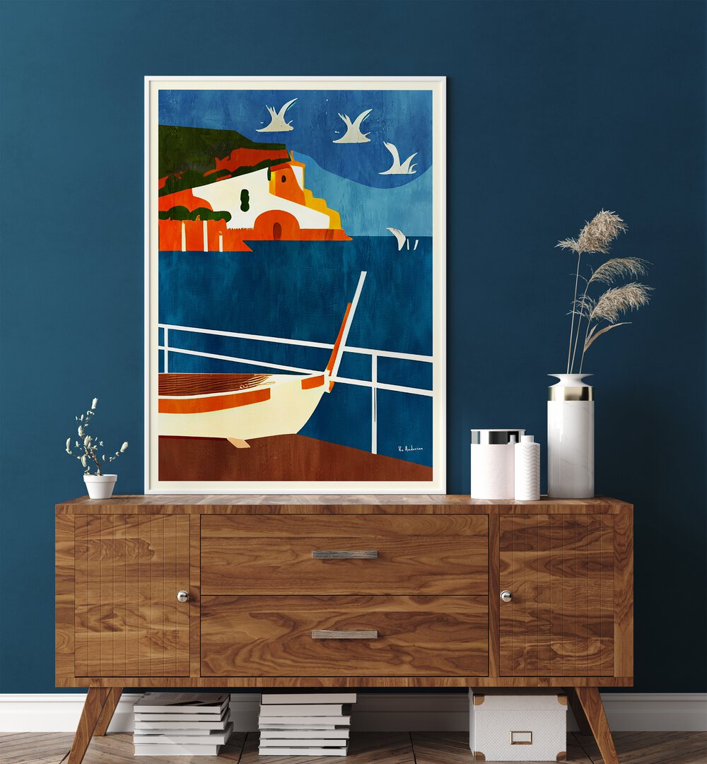 Vibrant LA CORSE, BEACH PAINTINGS showcasing Corsica's stunning coastline, perfect for enhancing your living space.