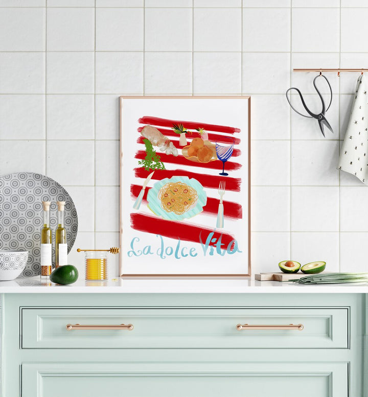 Stunning LA DOLCE VITA, KITCHEN POSTERS showcase Italian charm, perfect for elevating your kitchen decor.