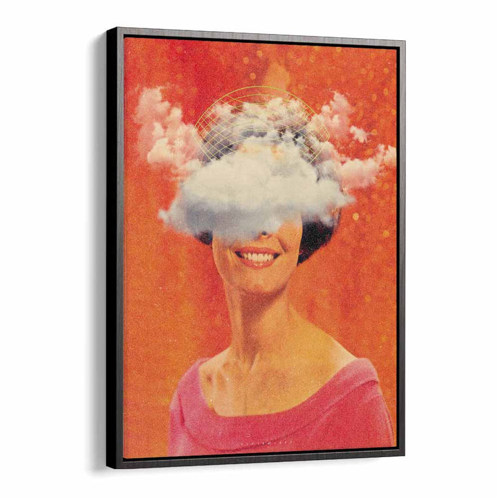 Lady On Clouds Pop Art Artwork in Black Floater Frame