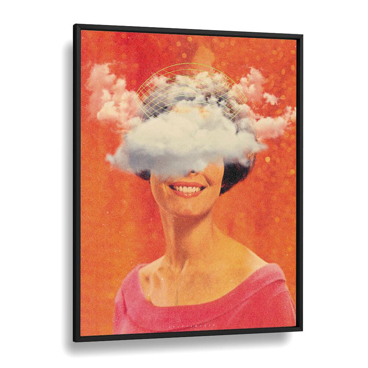 Lady On Clouds Pop Art Artwork in Black Plain Frame