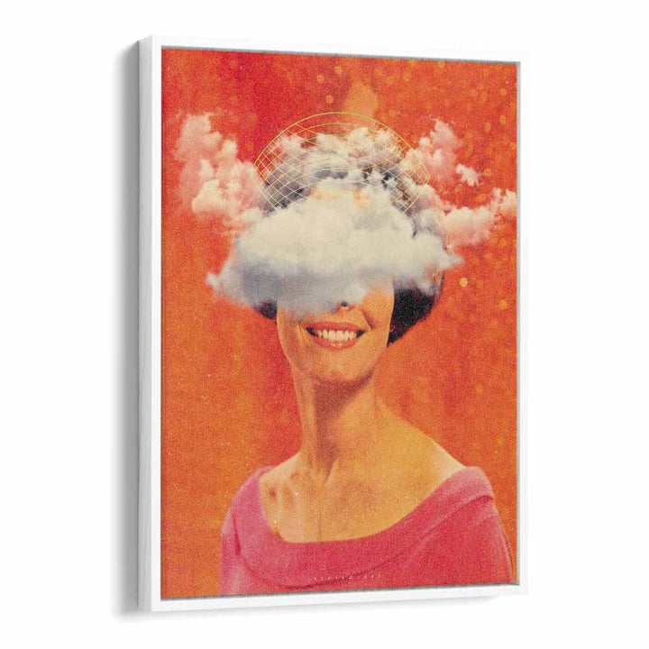 Lady On Clouds Pop Art Artwork in White Floater Frame