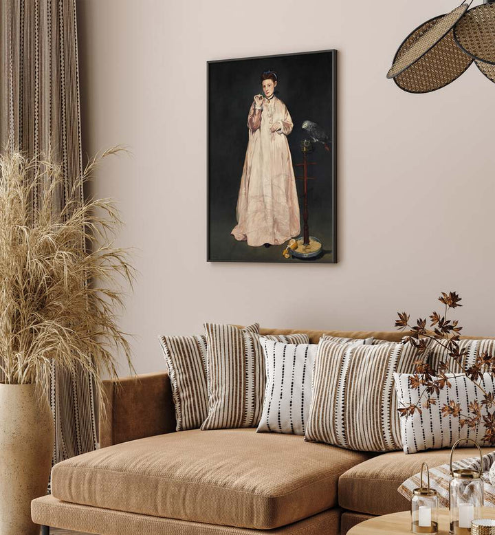 LADY WITH A PARAKEET  , VINTAGE PAINTINGS