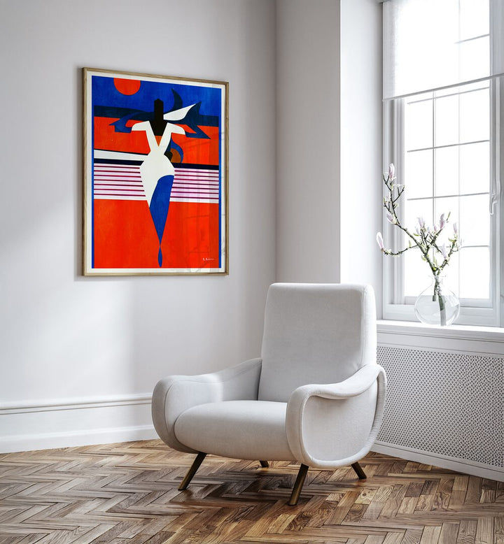 Bright and bold artwork from LA FEMME FATALE, PORTRAITS, showcasing the allure of the feminine form in a stylish setting.