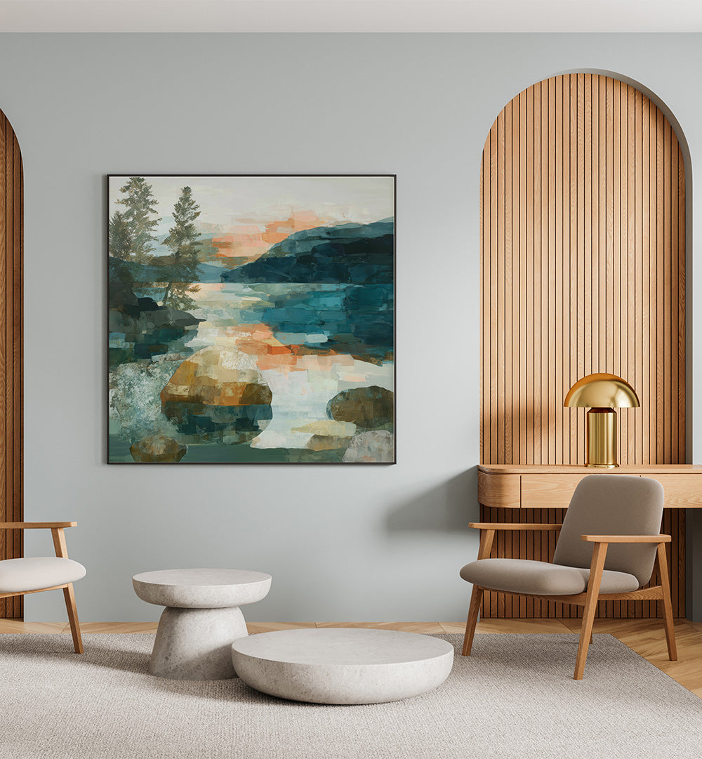 LAKE TAHOE SHORE WITH PINE TREES