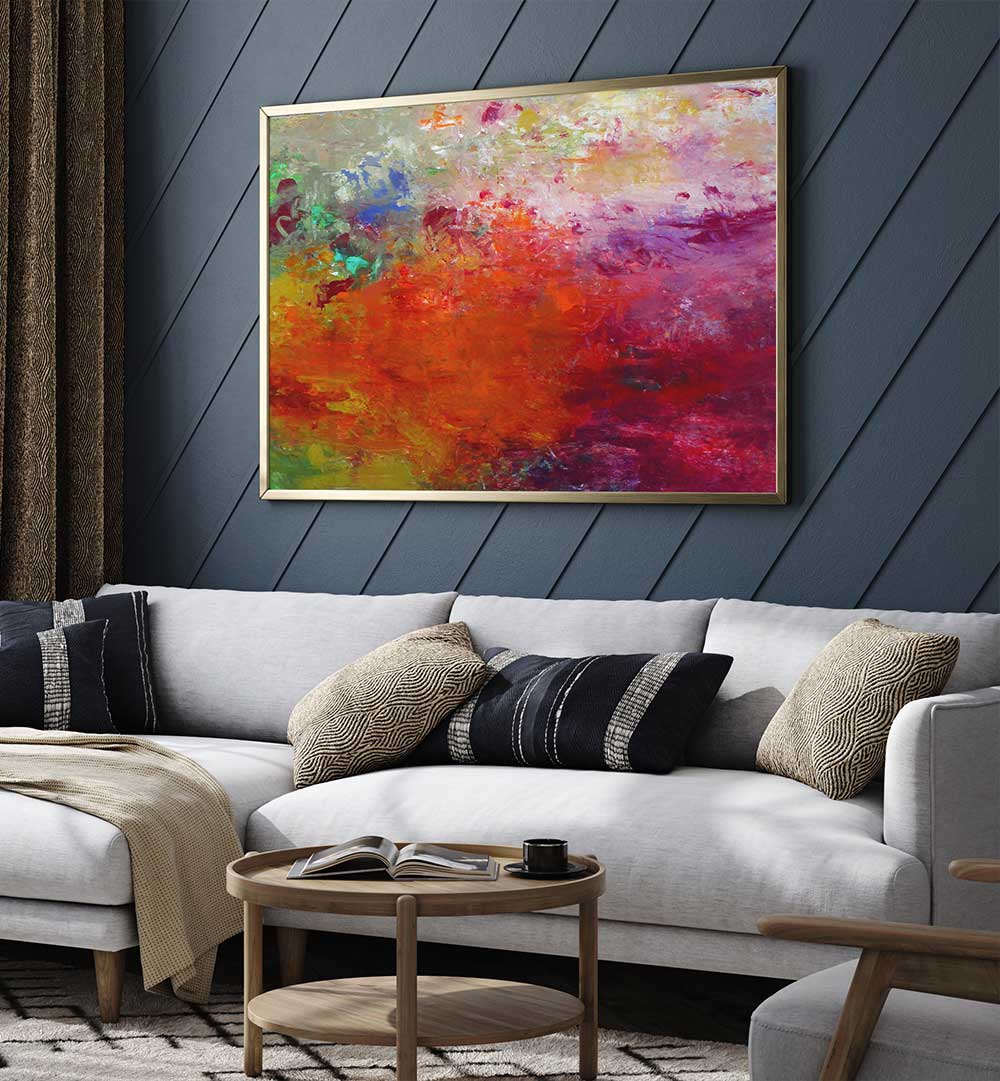 Vibrant LANDSCAPE DESIGN II, ABSTRACT PAINTINGS enhances modern decor with its captivating colors and fluid expression.
